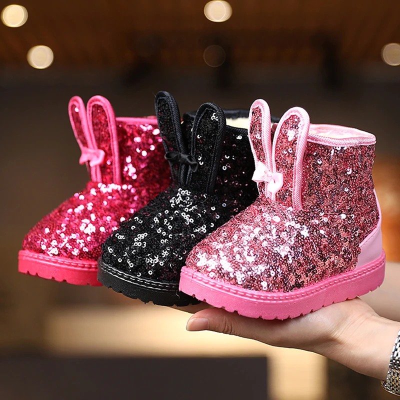 Sequins Children's Snow Boots Winter keep warm waterproof Baby Short boots comfortable soft Indoor and outdoor house shoes