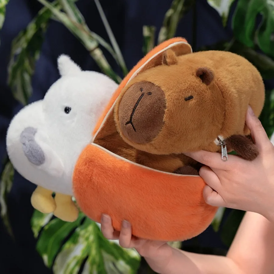 Pelican Capibala Flip Pushie Doll Double Side Capibara Plush Toy Transform Dolls 2-in-1 Kawaii Flip Pillow Birthday Gift