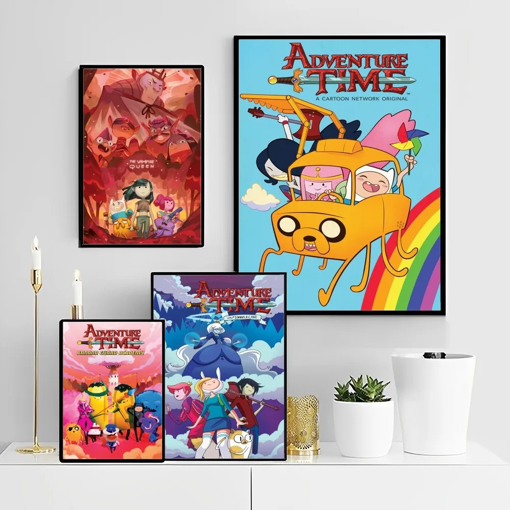 A-Adventure Cartoon T-Time Poster Self-adhesive Art Poster Retro Kraft Paper Sticker DIY Room Bar Cafe Vintage Decorative