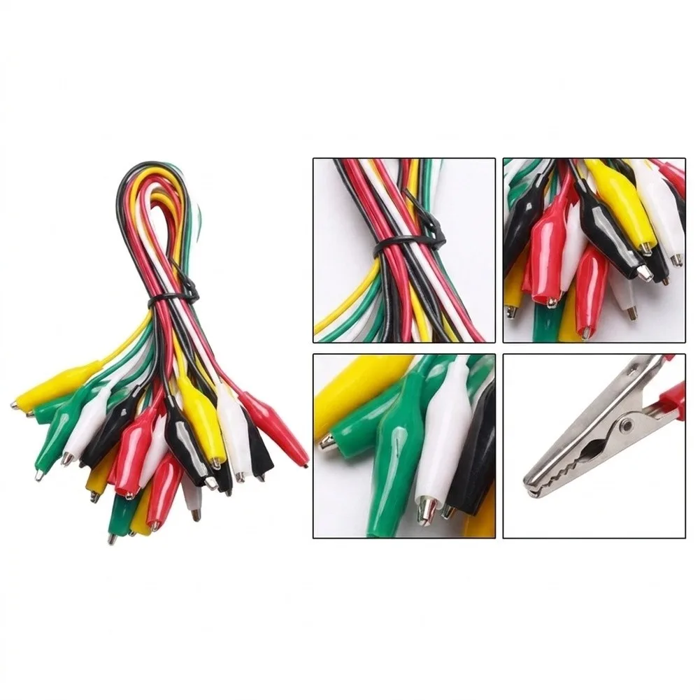 10 Piece Small For Alligator Clip Set With For Multi Colored 22AWG Copper Wires For Multimeter Electrical Circuit Testing Tools