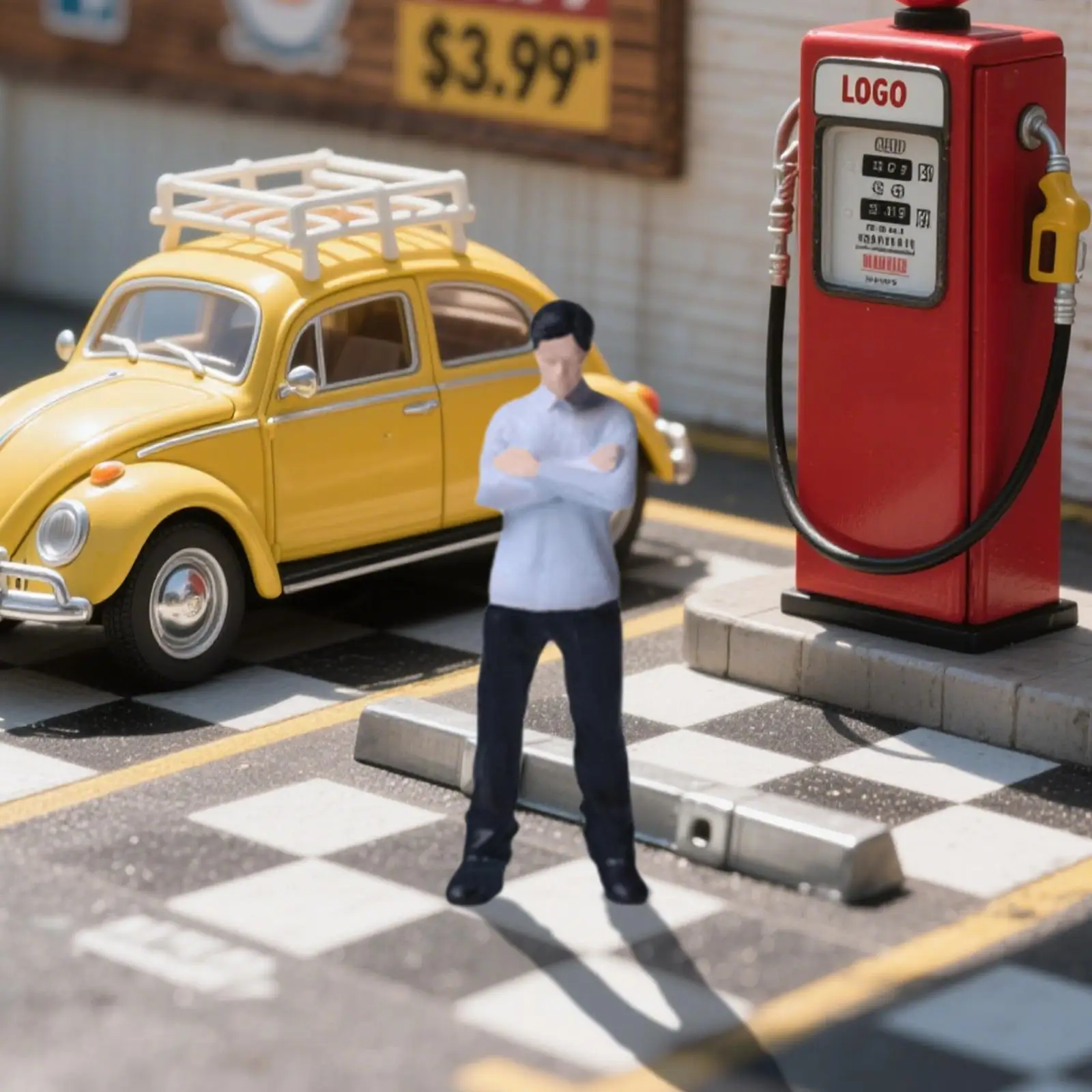 

1:64 Diorama Figures Miniature Characters Desk Decor Table Centerpiece Scene Layout Arms Crossed Posture for Micro Landscapes