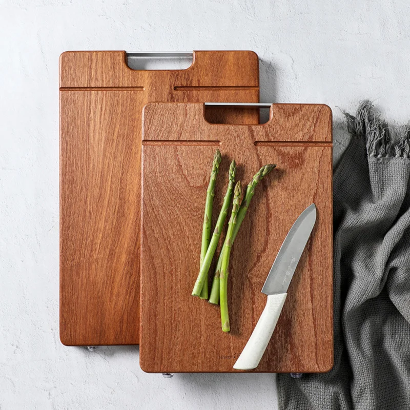 Whole Log Utile Wood Cutting Board, Antimicrobial Mildew Proof Double Sided Kitchen Chopping Block for Home Food Prep