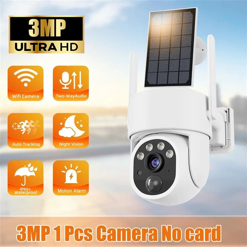 Top! 5MP IP Solar Power WiFi Camera Outdoor PTZ IP66 Waterproof 8000mAh Built-in Battery Surveillance Cam PIR Human Detection