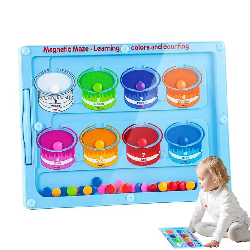 

Magnetic Color Sorting Board Travel Toys Puzzle Board For Fine Motor Skills Travel Montessori Maze Toys Wooden Magnetic Puzzle