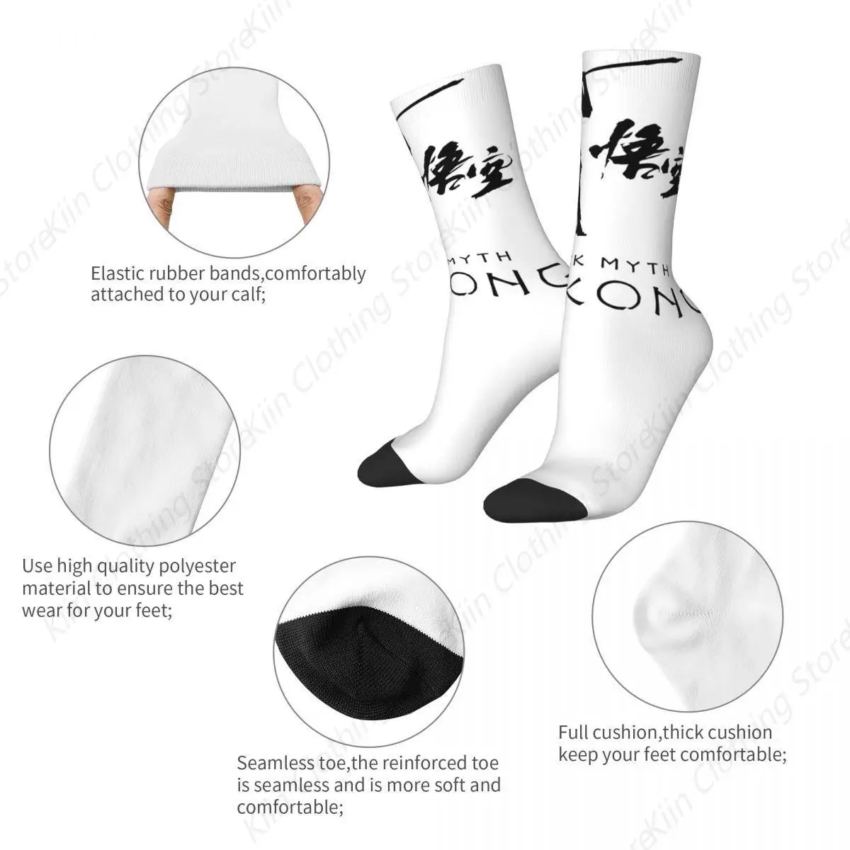 Männer Frauen Schwarz Mythos Wukong Mythologie Spiel Socken Warme Mode Socken Hohe Qualität Merch Middle TubeCrew Socken Bestes Geschenk