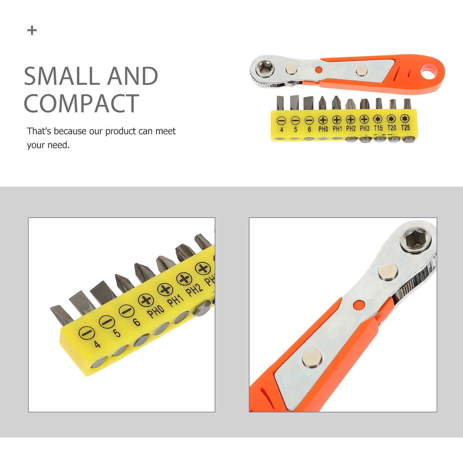 

1 Set Mini Ratchet Wrench Bit Driver Brake Repair Tool Small Hand Tools L-Shaped Handle Bi-Directional 36-Tooth Sturdy Durable