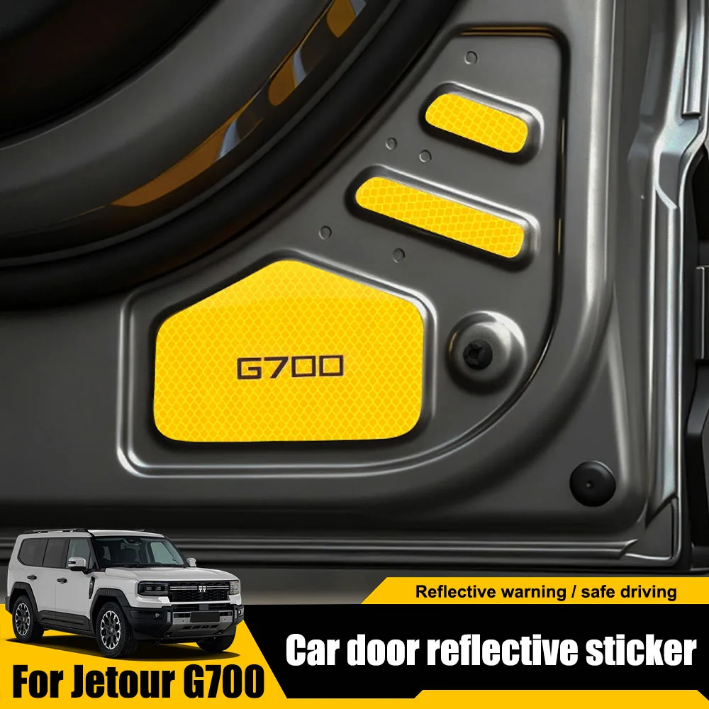 

12 шт. для Chery Jetour G700 2025 2026, светоотражающая наклейка на дверь автомобиля, аксессуары для модификации автомобиля, светоотражающее предупреждение, безопасное вождение