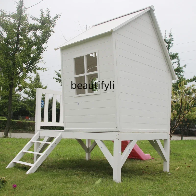 jjz.A38 Chalet in legno conservatore Assemblaggio esterno Giocattoli per bambini Gioco di case sull'albero Scivolo per asilo Cas