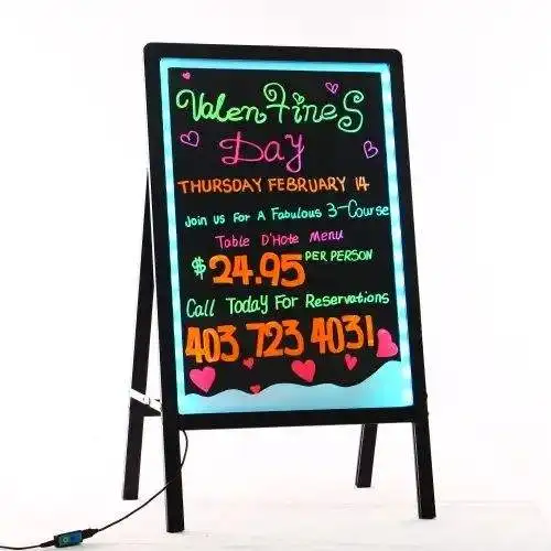 Advertising Erasable Neon LED Illuminated Writing Board Flashing Sensory LED Drawing Board