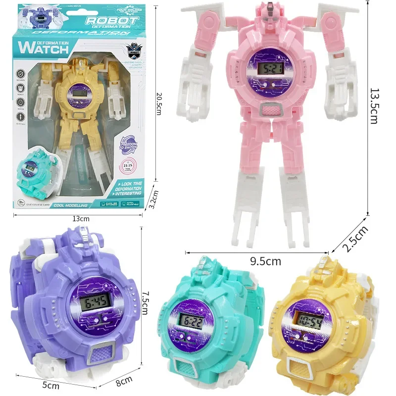 Children Watches Student Toys Kids Deformation Robot Creative Cartoon Electronic Girl Boy Birthdays Gift Watch Models Morphing