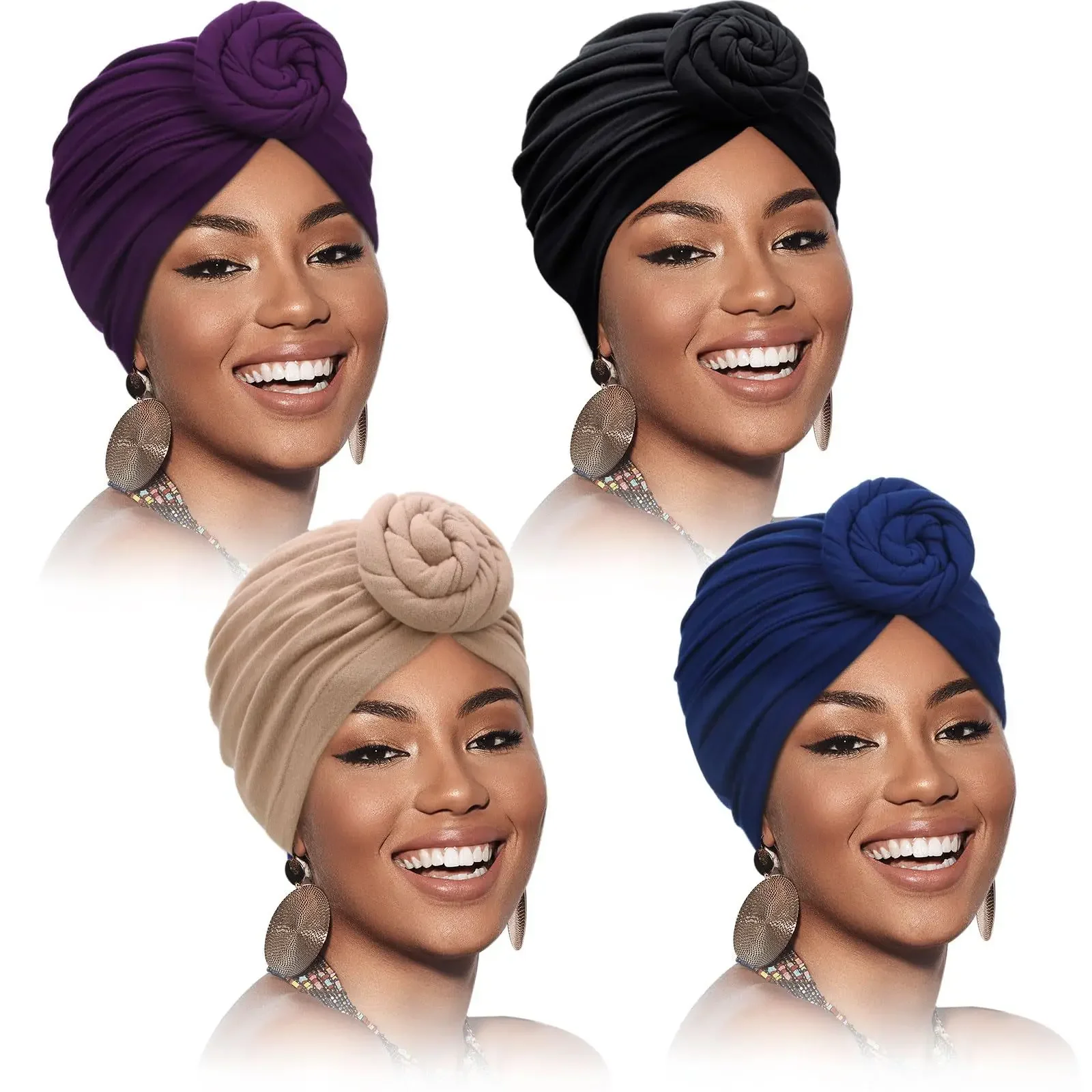 Creative National Solid Color Decorative Headband Breathable Hat Women's Fried Dough Twists Knot Indian Hat Baotou Hat Arab Hat