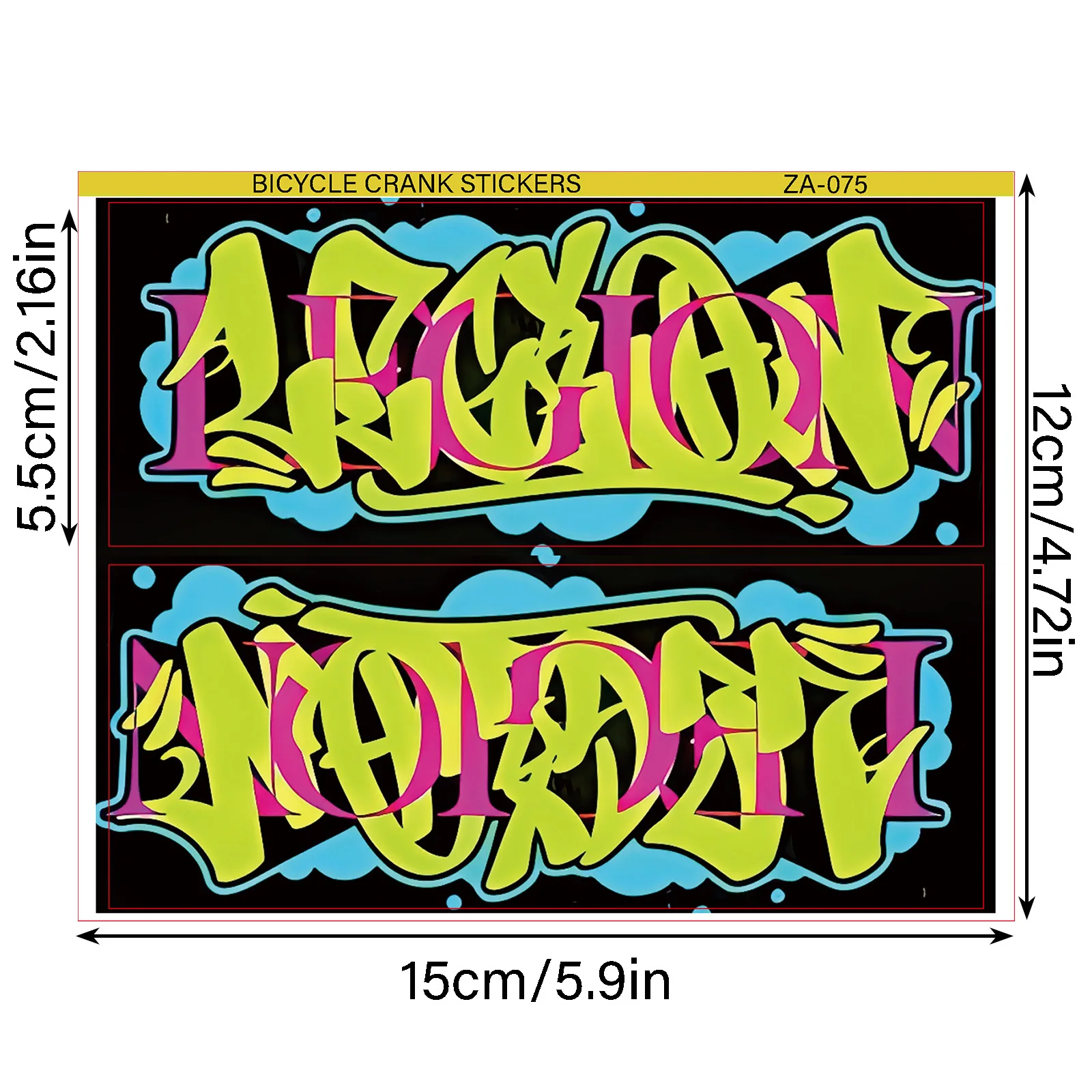 1pair Green Pink Blue Graffiti Bike Crank Stickers, Waterproof Vinyl Decals for Bicycle Crank, Chain Guard & Frame
