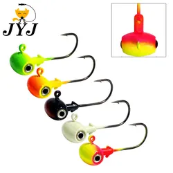 WODJYJ 3.5g/5g/7g/10g/14g colorful hammer shape jig head hook ,fishing hook jigging with big 3D eyes for soft lure bait