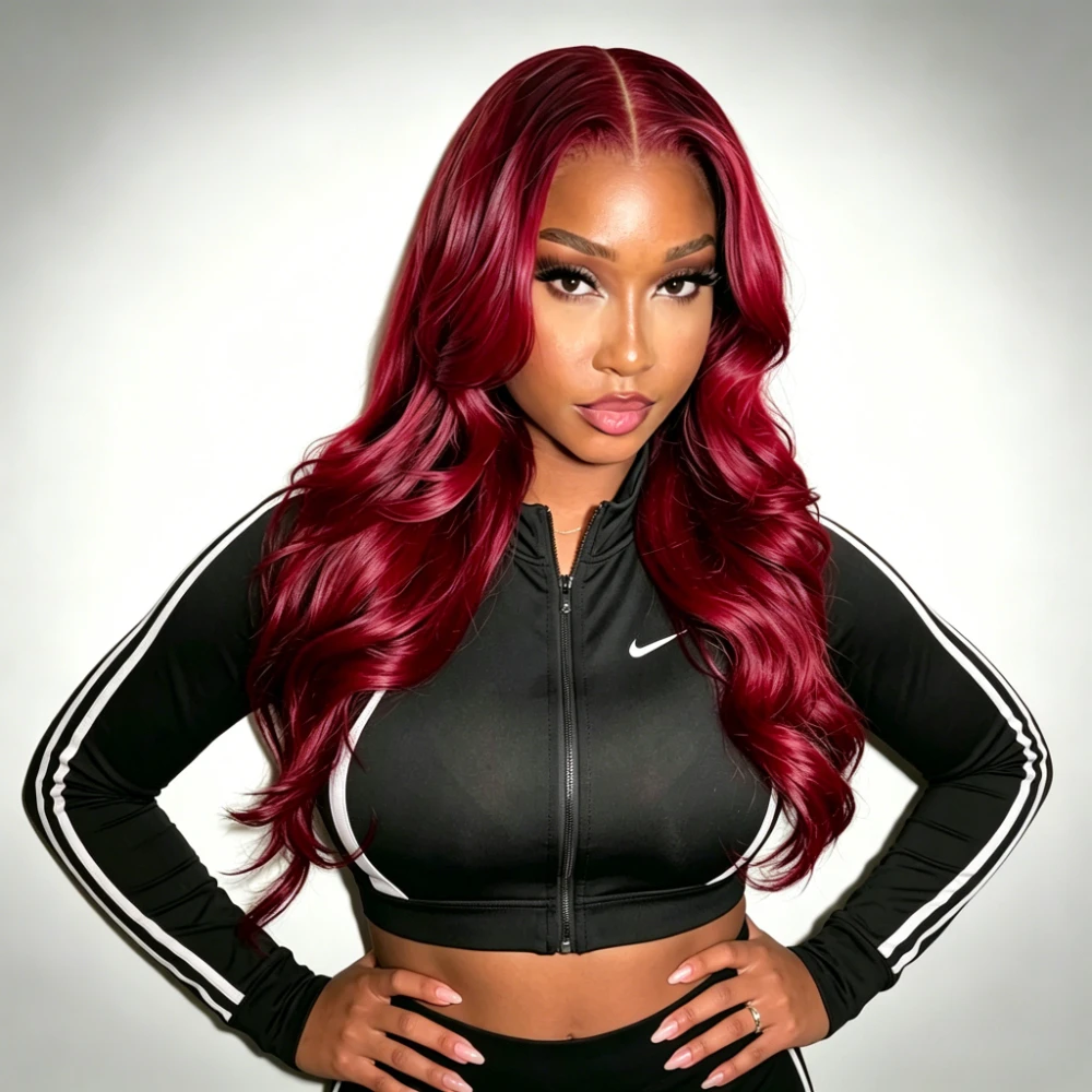 

99J Burgundy Wine Red Body Wave Brazilian Human Hair Wig 13x4 13x6 HD Transparent Lace Frontal Pre Plucked Natural Hairline Colored Wigs For Women