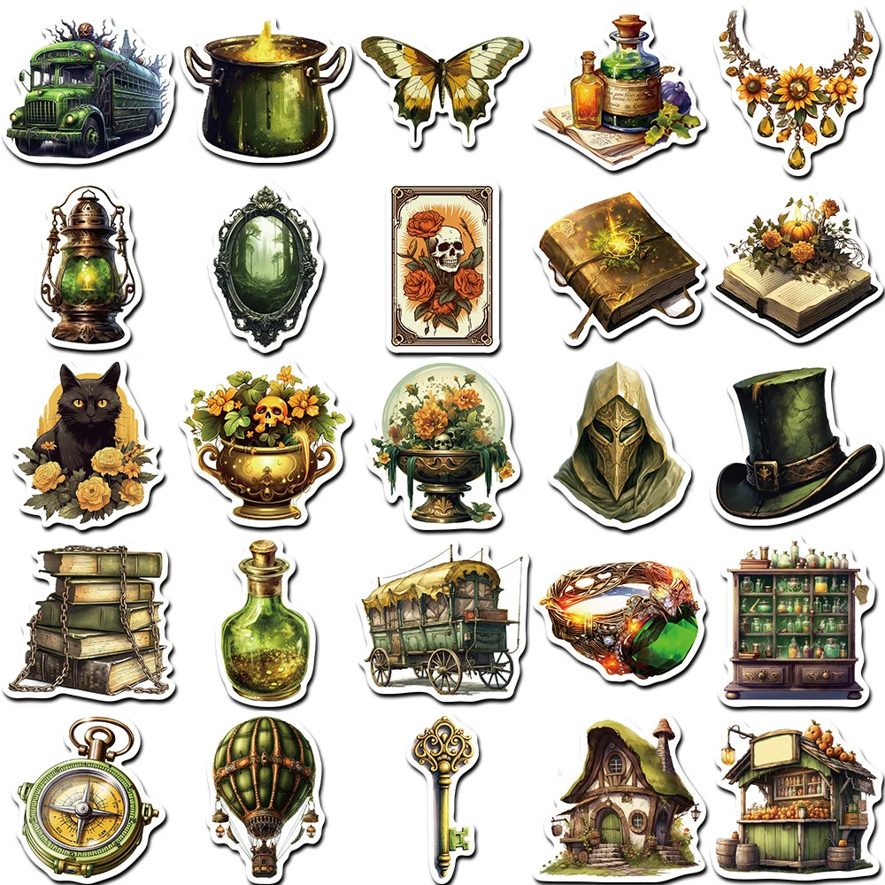 10/30/50 Stück Vintage Magic Forest Hexe Cartoon Aufkleber Cartoon Ästhetische Kunst Aufkleber DIY Skateboard Telefon Gepäck Aufkleber Pack