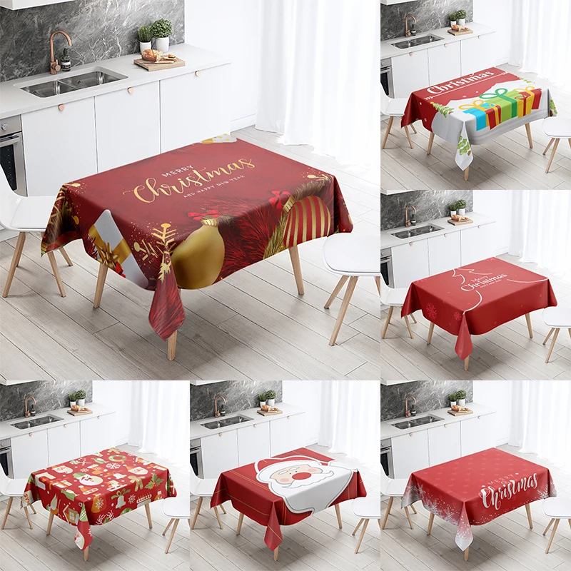 

Merry Christmas Decoration Waterproof Tablecloth Santa Claus Table New Year Home