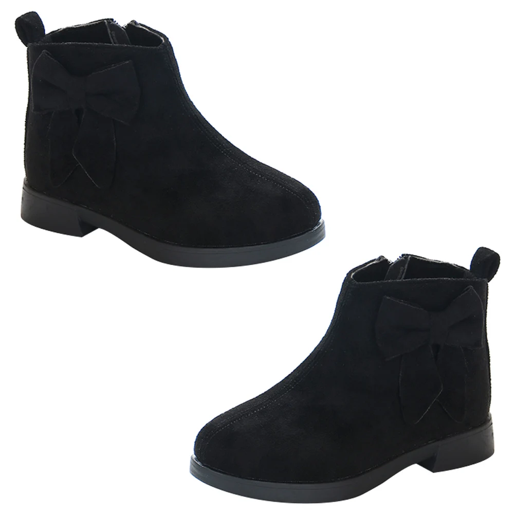 

Girls Bow Short Boots Toddler Warm Winter Shoes Rubber Sole Anti Ankle Booties Kids Casual Comfortable Easy Wear Cold