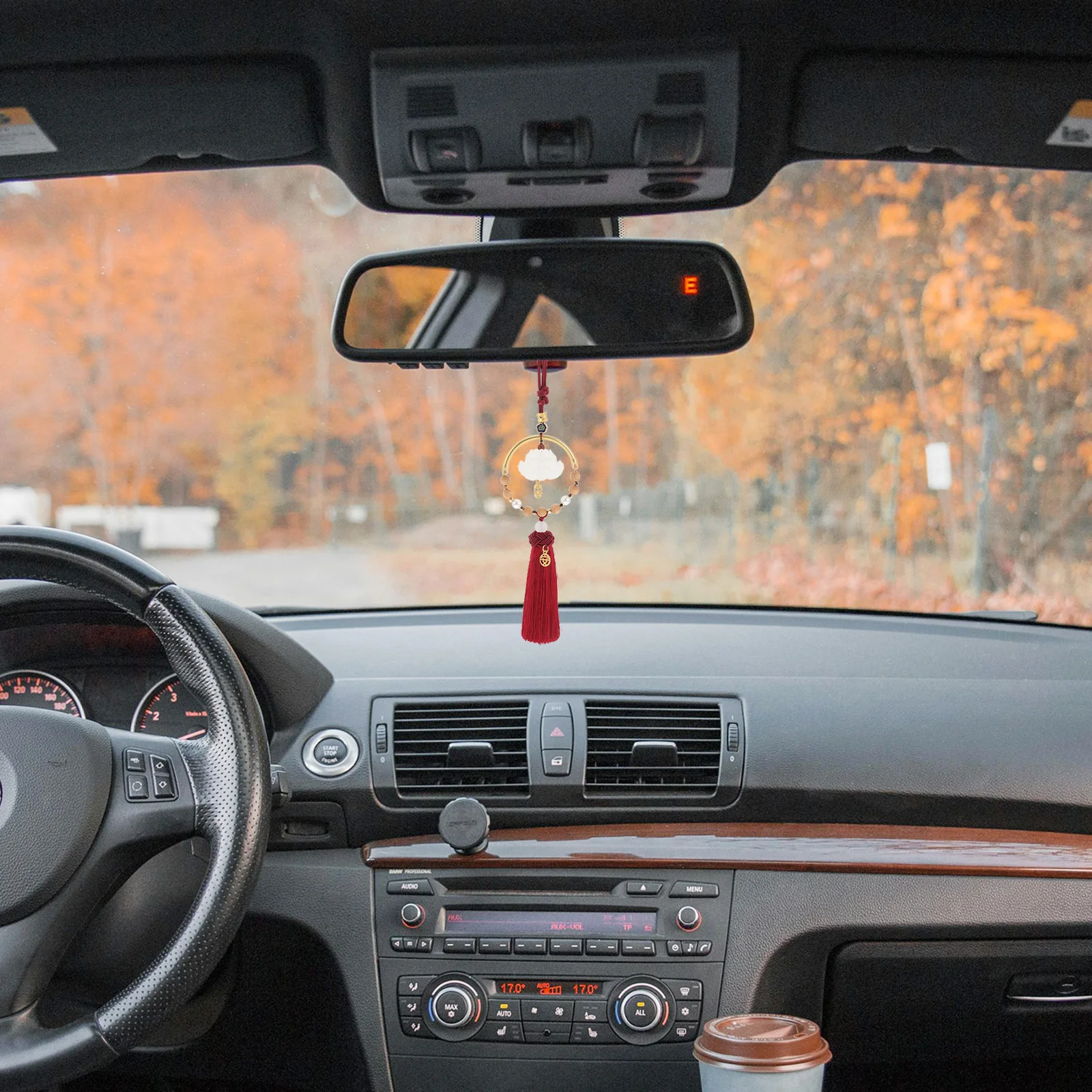 

Lotus Pendant Hanging Ornament Car Decoration Chinese Style Red Tassel Rearview Mirror Auto Interior Lucky Blessing Pendant