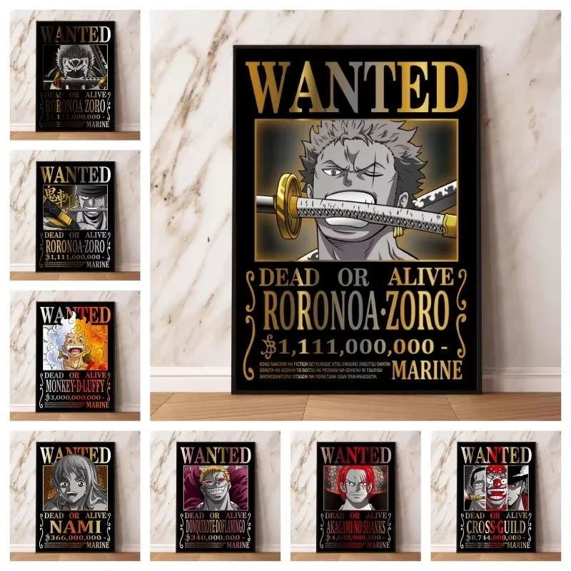 Póster de One Piece, Orden de Recompensa, Luffy, Papel Tapiz, Figuras de Ace, Nami, Decoración del Hogar, Pintura de Anime, Zoro, Arte de Pared, Sanji, Pósters de Pared