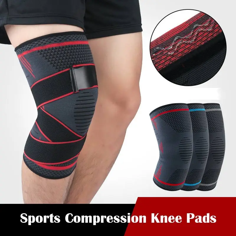 

1Pc Fitness Elastic Bandage Pressurized Knee Pads Non-slip Knee Brace Basketball Volleyball Running Patella Protector Leg Sleeve