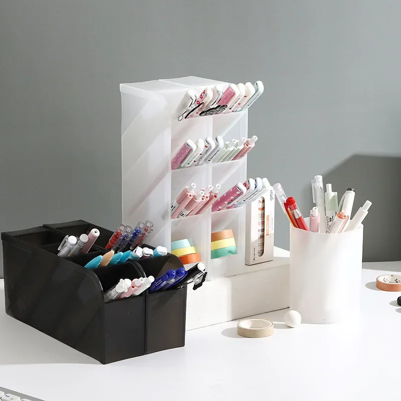 Students Office Gel Pen Holder Pencil Pot Storage Box Desktop Organizer Stand for Pens Case Office Stationery Organizers