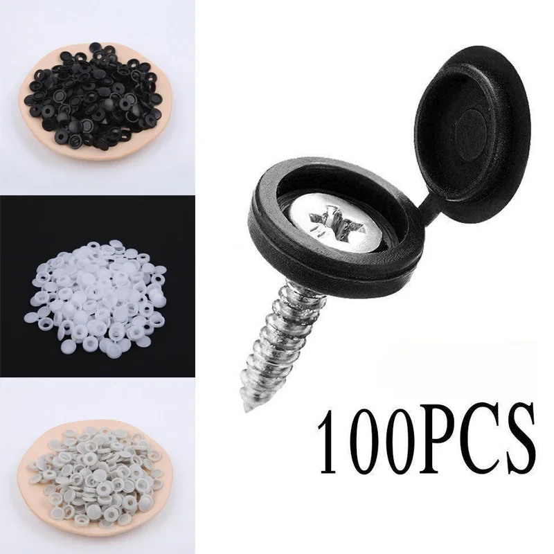 100PCS Mirror Nail Cap Screw Cap Phillips Screw Decorative Cover Plastic Cap