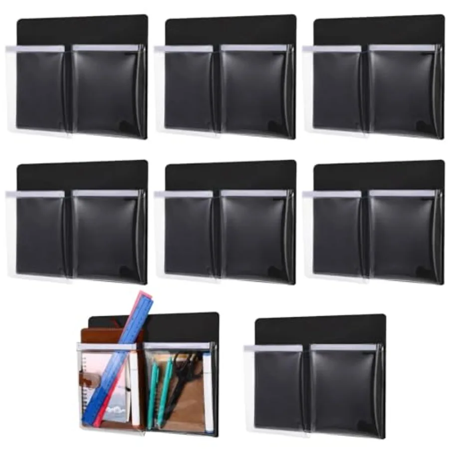 

Набор из 8 магнитных держателей для файлов на холодильник, 12 x 9,5 дюймов, подвесная доска-органайзер для бумаг с 2 магнитными карманами, для офиса