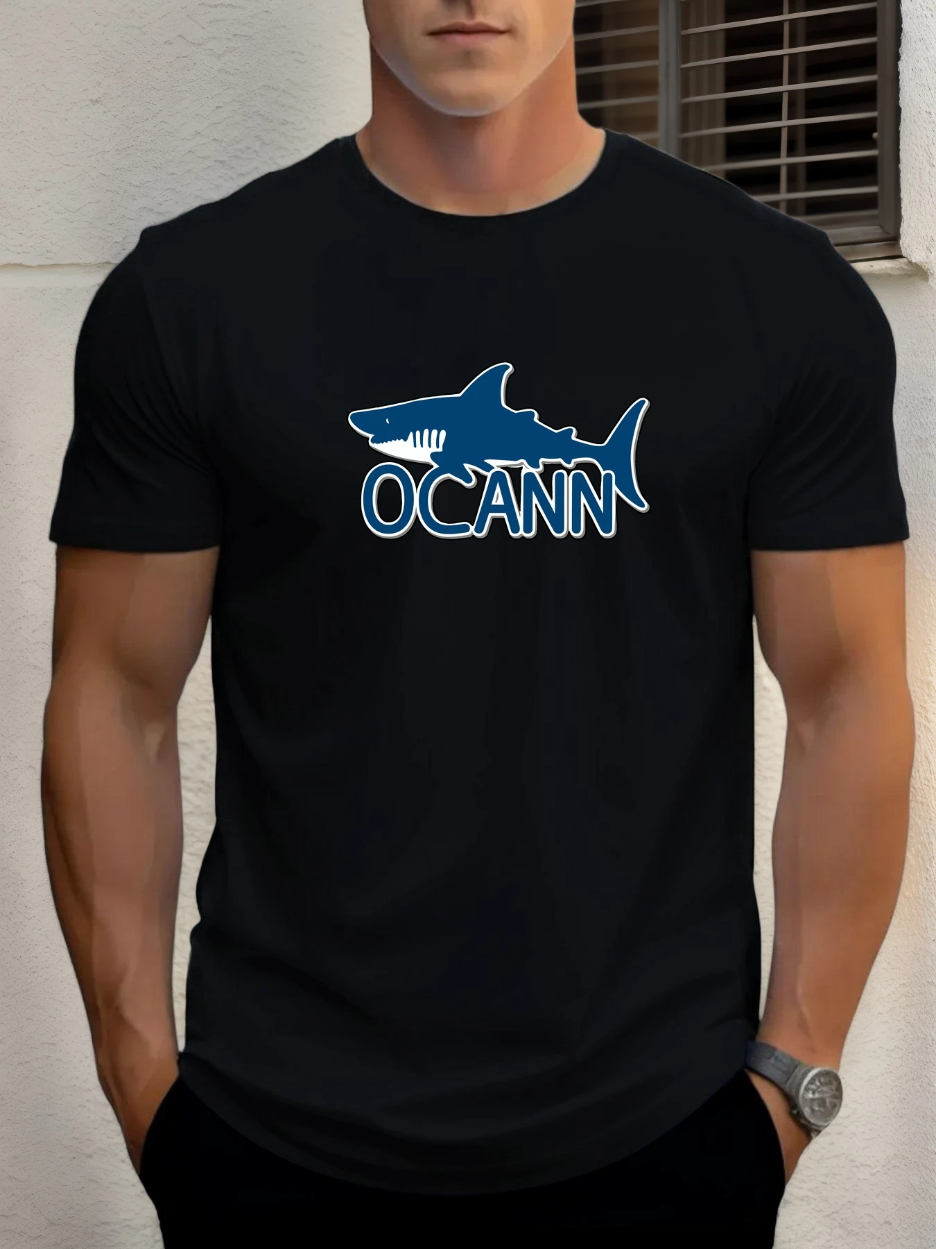 

Pop T Shirt For Men Shark 100% Cotton Graphic Printing Summer Round Neck T-Shirt Casual Breathable Street Style Daily Top