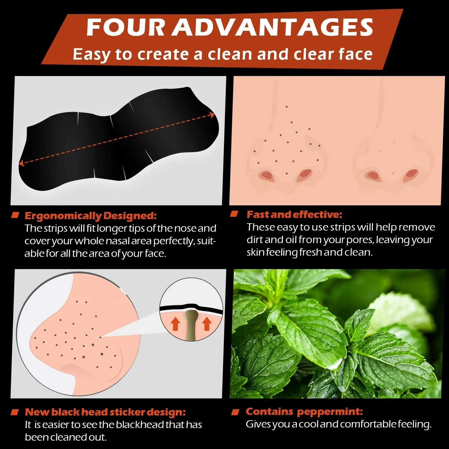20/10 Charcoal Nose Pore Strips Water-Activated Oil Control Care Patches Flexible Fit Easy Peel-Off At-Home Skincare for Women