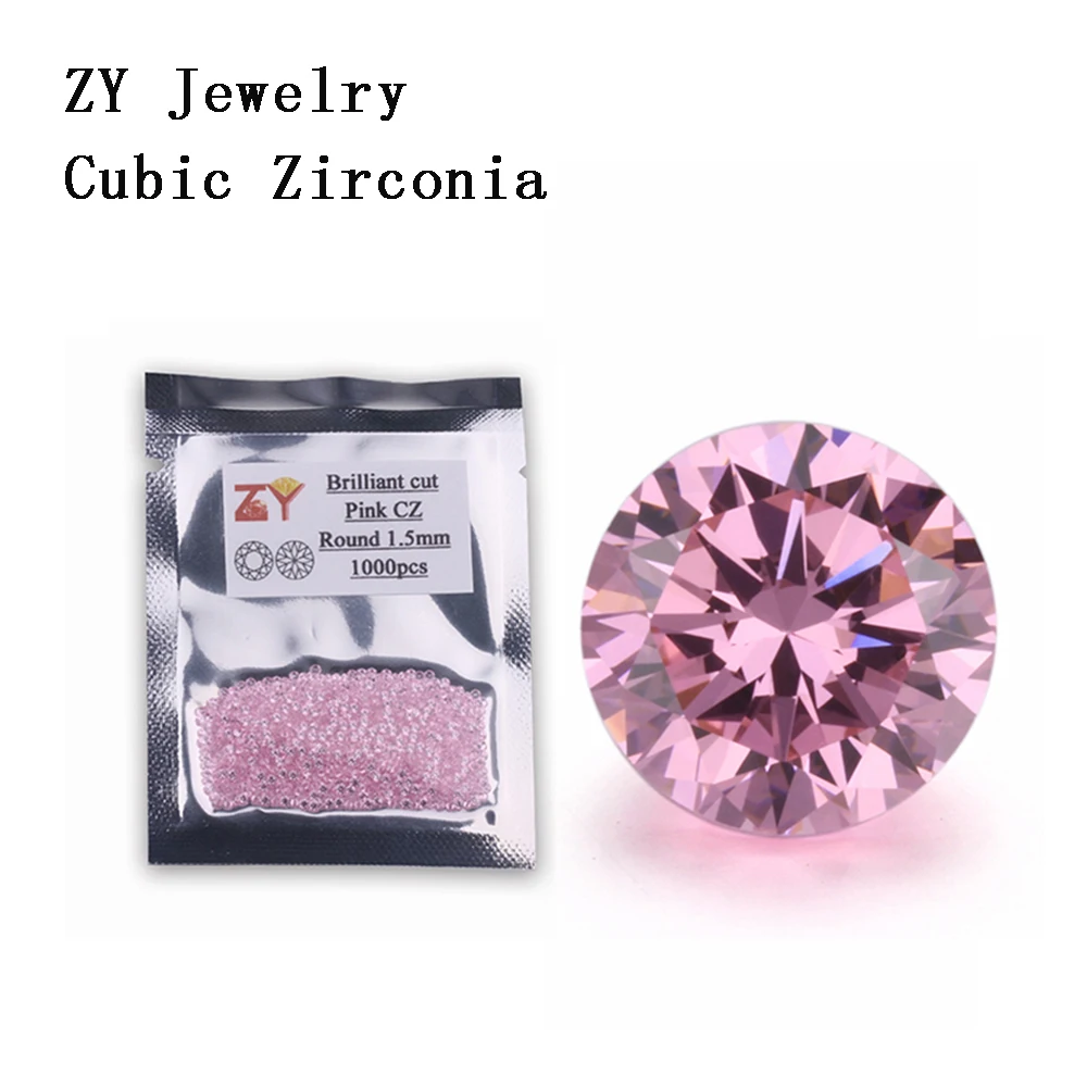 Synthetic Pink Diamonds for Sale 5A 0.8-3mm Round Brilliant Cut Loose Cubic Zirconia Stone for Jewelry Making