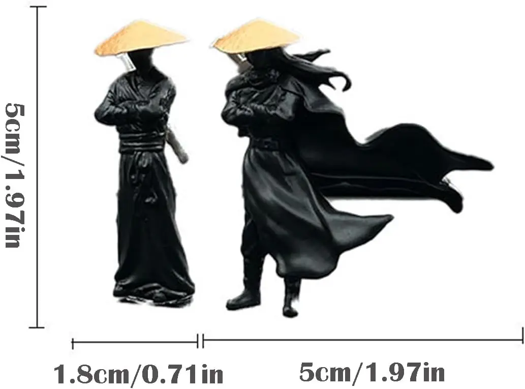 Set Mini Resin Chinese Swordsman Figurines, Car Rearview Mirror & Dashboard Decor, Cool Car Accessories for Men, Home Office