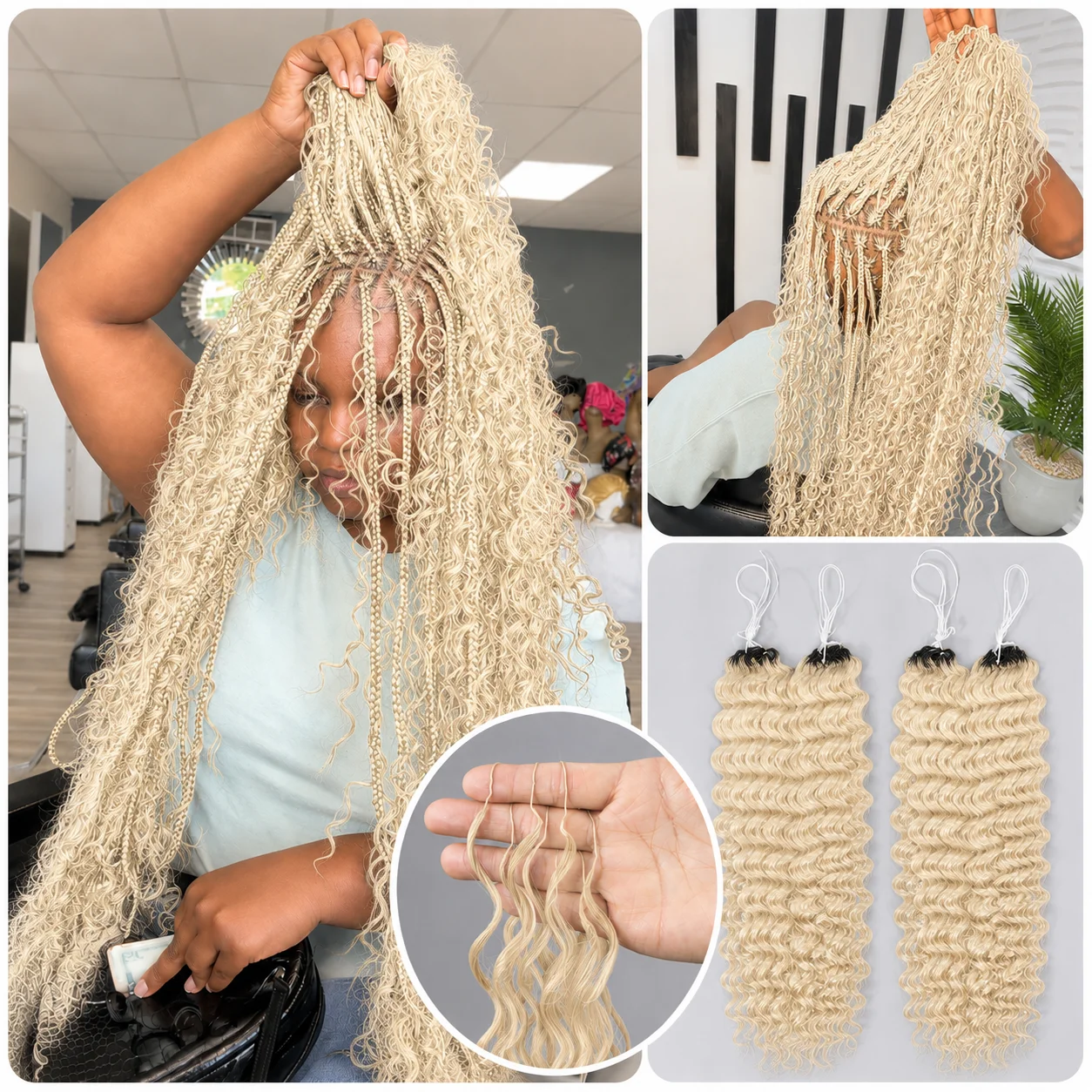 Crochet Braiding Hair - 613 Color Blonde Deep Wave Crochet