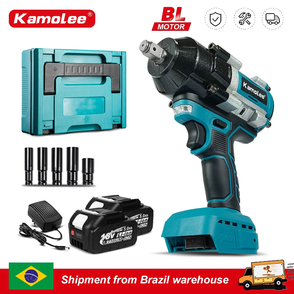 【Brasilien】Kamolee Bürstenloser elektrischer Schlagschrauber 2100 Nm, hohes Drehmoment, 1/2 Zoll, anwendbar auf 18 V 21 V Batterie