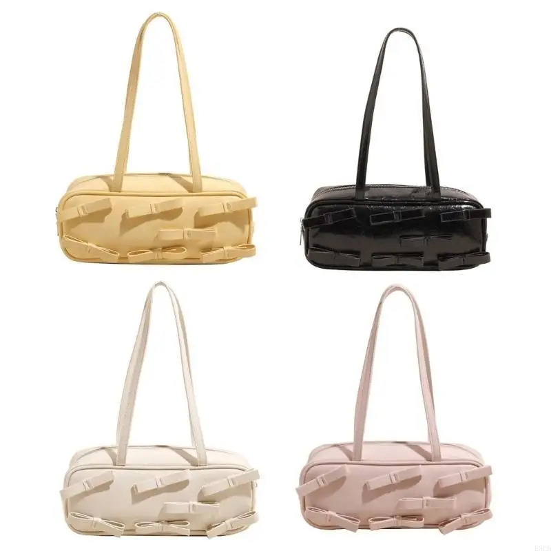 

E8FB Elegant PU Leather Shoulder Bag Casual Underarm Purse Casual Satchel For Women
