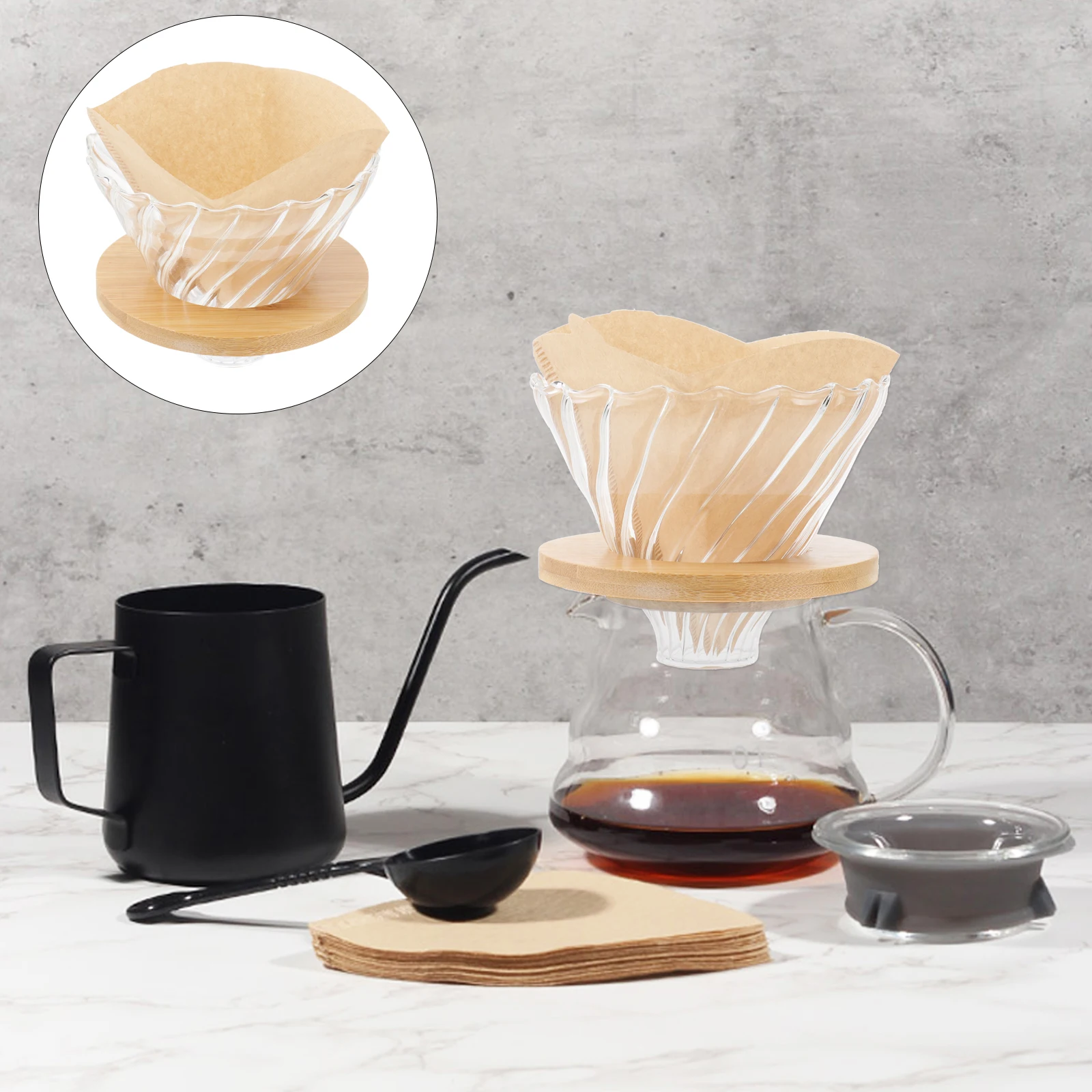 

1Set Manual Coffee Dripper Glass Filter Durable Reusable Practical Coffee Funnel Cup Home Office Use Tea Slag Funnel
