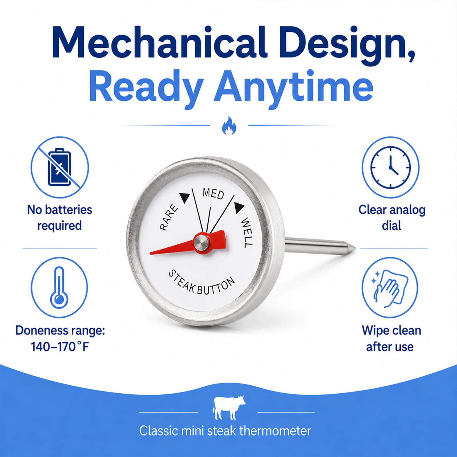 4 Termómetros Mini para Carne, - Oven Thermometer Analog reseña y precio