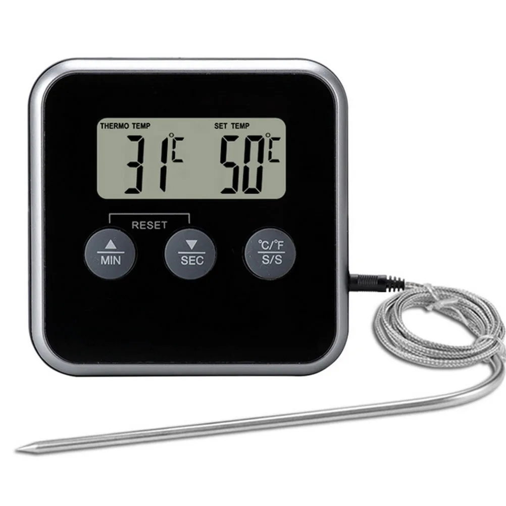 

Kitchen Thermometer Digital Instant Read Meat Food Baking Temperature Timer With Stand Refrigerator Adsorption Cooking