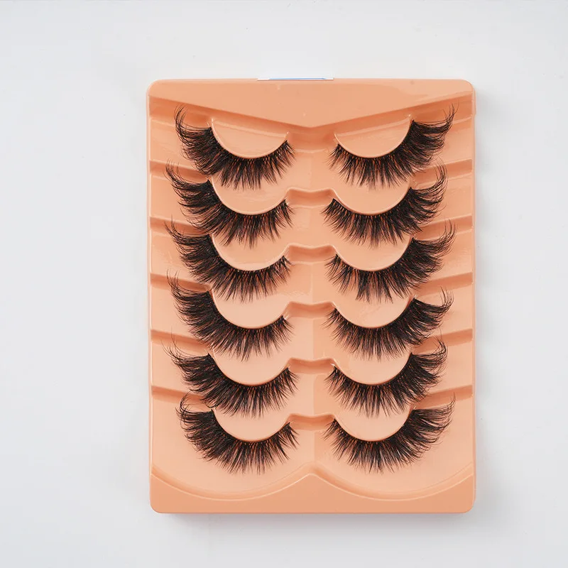 6 pares de cílios postiços fofos estilo europeu e americano C curvados, cílios postiços fofos, macios, flexíveis, reutilizáveis e grossos