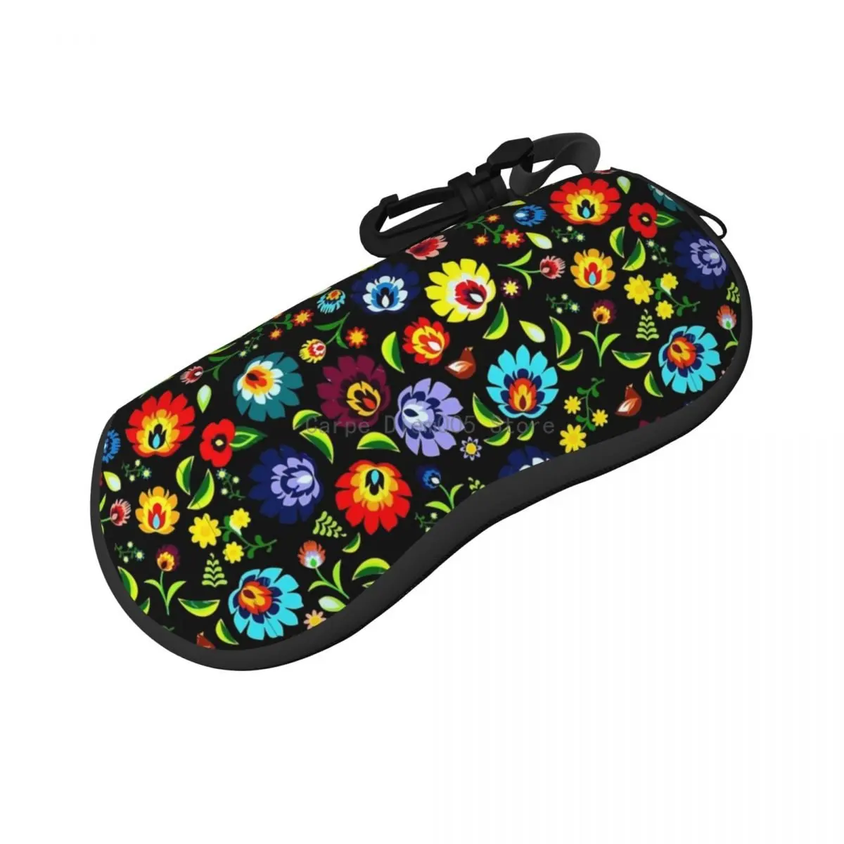 Colorful Floral Horizontal Glasses Case Hungarian Folk Print Travel Zipper Sunglasses Pouch Trend Men Women Eyewear Storage