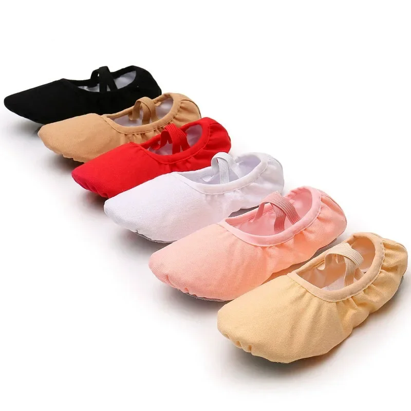 Mode adulte enfants chaussures de Ballet femme tissu élastique semelle fendue femmes chaussure de danse formation folklorique confortable filles salle de sport chaussures de Yoga
