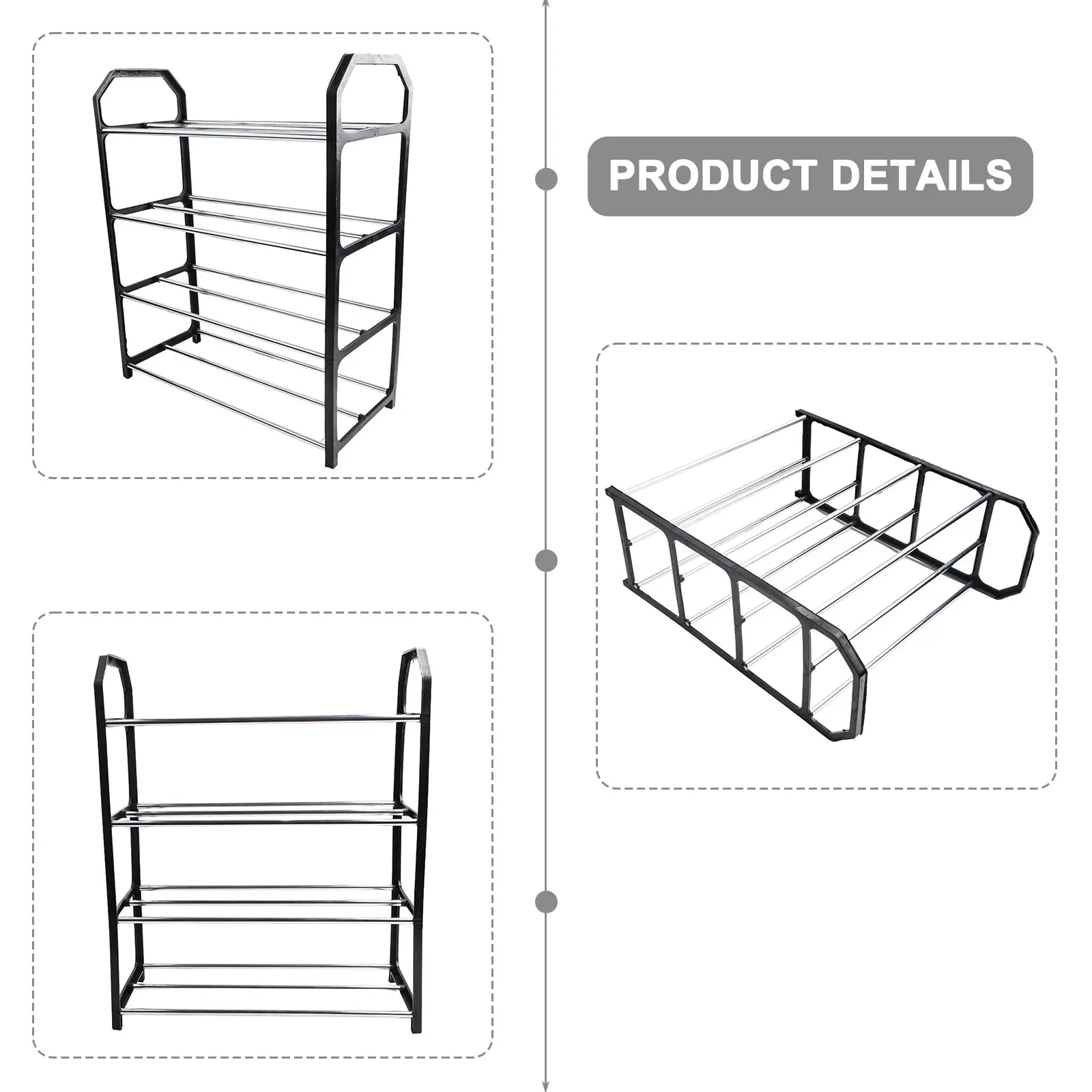 Metal Shoe Rack Simple Shoe Shelf Footwear Organizer Stand Holder Space-saving 4-layer Shoe Rack Shoe Shelf For Living Room