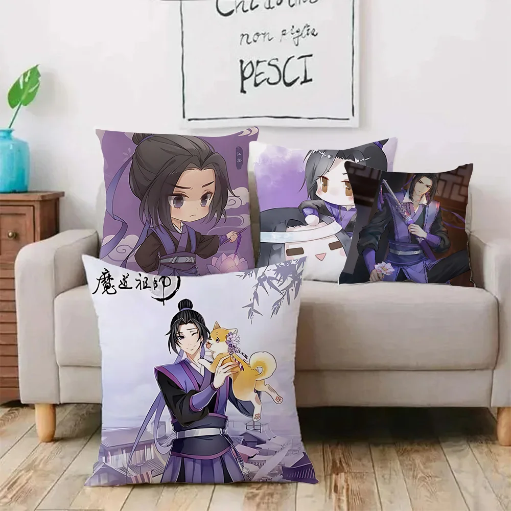 

Anime Jiang cheng Kawaii Pillow Covers Cartoon Sofa Decorative Home Double-sided Printing Short Plush Cute Cushion Cover