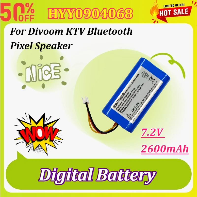 1-10Pcs 7.2V 2600mAh HYY0904068 Replacement Lithium-ion Battery for Divoom KTV Bluetooth Pixel Speaker Rechargeable Battery
