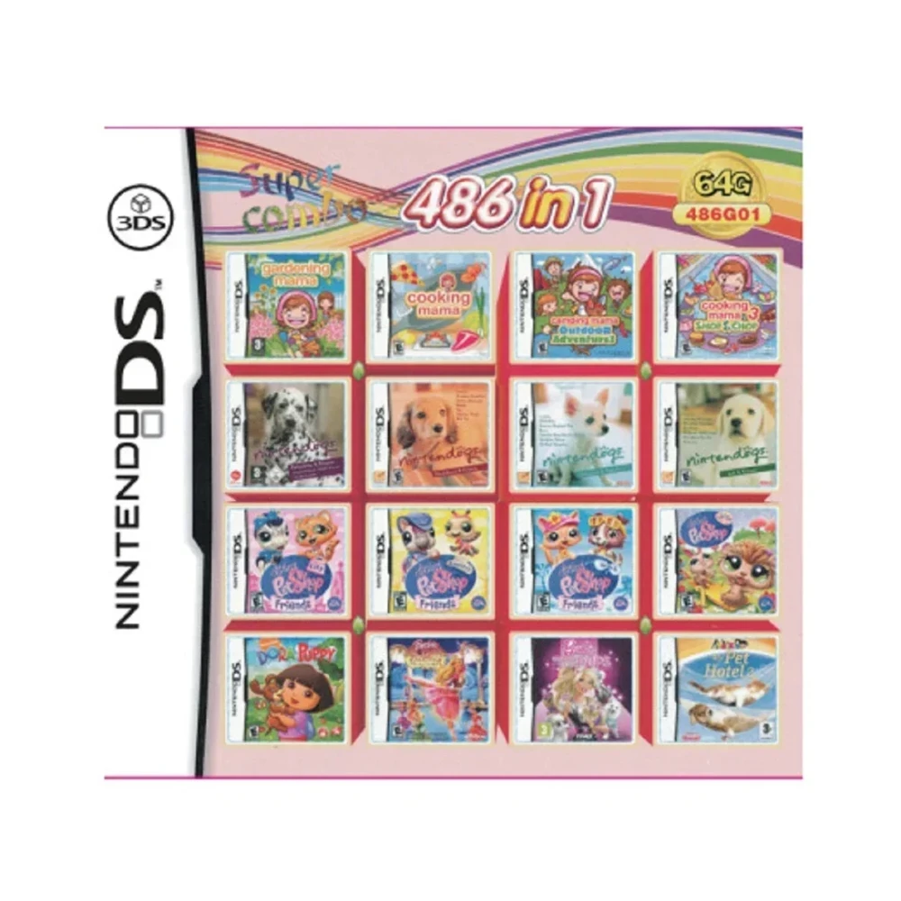 All-in-One DS-Spielkassette 4300/520/500/486/482 in 1 Super Combo DS-Spielkarte Englische Version für DS Lite DSi 2DS 3DS New 3DS