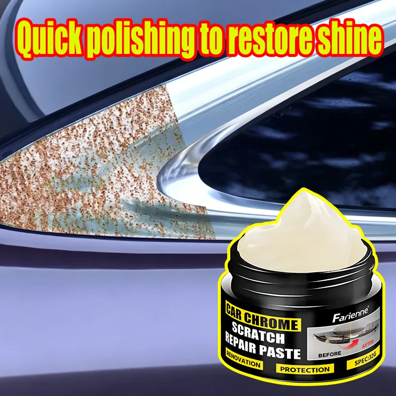 32G Car Chrome Scratch Repair Paste, Instant Polish Restorer For Metal Trim, Rust Removal, Auto Exterior Refurbishment