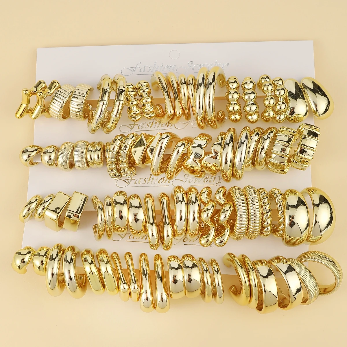 10-40 زوجًا من الأقراط البلاستيكية المطلية بالرش الذهبي العصري، أقراط هندسية بسيطة للارتداء طوال اليوم للسيدات #1