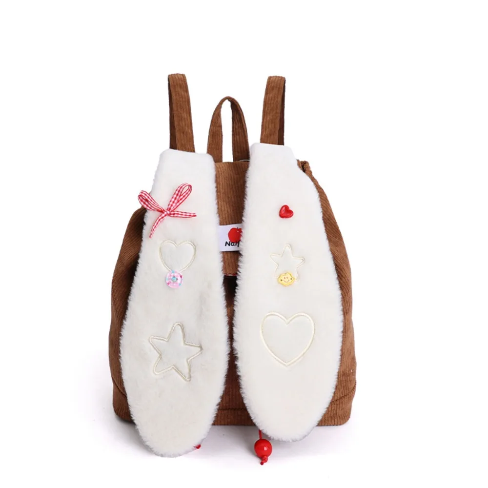 

Рюкзак в стиле преппи с ушками кролика, большой вместимости, с бантом и шнурком, портативный, в корейском стиле, для школьников