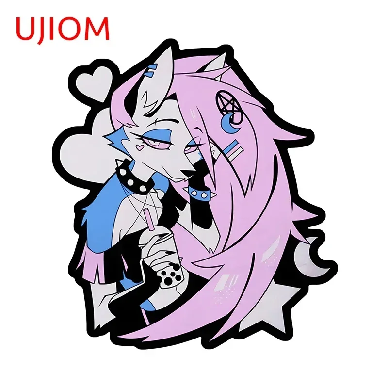 

UJIOM 13cm × 12cm Helluva Boss Loona Pink Design Wall Stickers Cool Colorful Cartoon Graphics Decals Room Decor Aesthetic