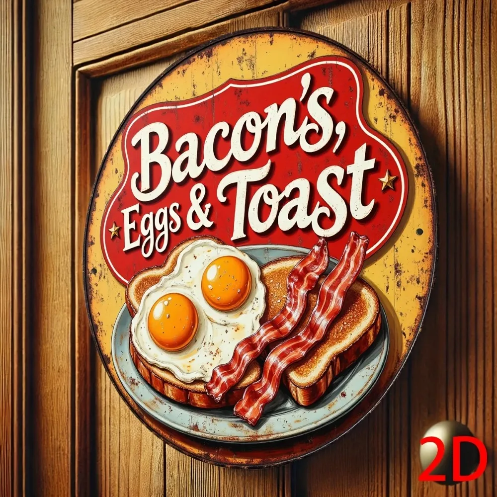 Metallschild „Bacon and Eggs“, Vintage-Retro-Küchen-Wanddekoration für Zuhause, Café, Bar, Restaurant