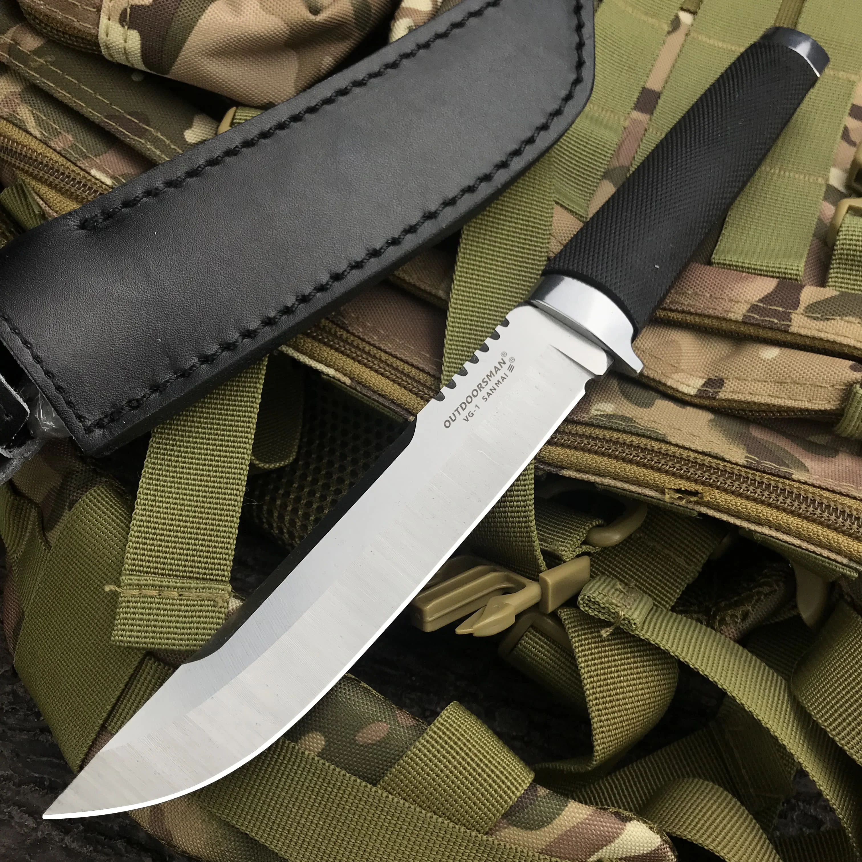 VG10 Steel Straight Knife Fixed Blade Outdoor Knife ASB handle for camping trekking jungle expeditions portable straight knife